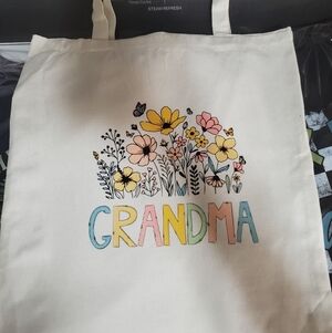 Floral Grandma Tote Bag - Cream